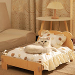 Houten Katten- en Hondenbed – Indoor Pet Bed met Teddybeer-Patroon, Comfortabel & Duurzaam