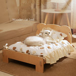 Houten Katten- en Hondenbed – Indoor Pet Bed met Teddybeer-Patroon, Comfortabel & Duurzaam