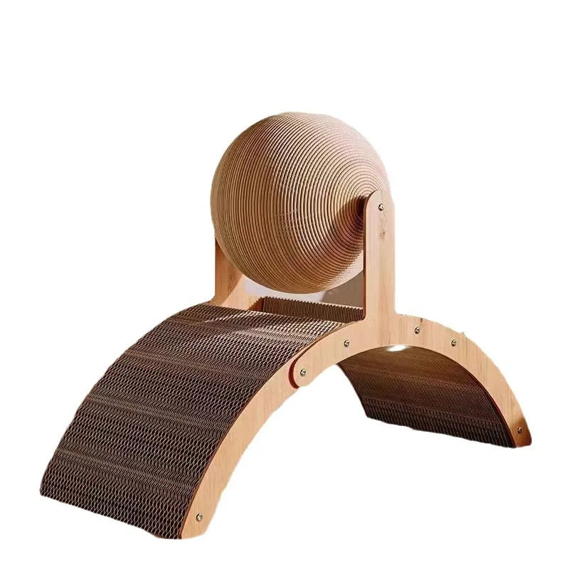 2-in-1 Houten Krabmeubel voor Katten – Sisal Krabbal & Krabplank, Duurzaam, Natuurlijk Hout