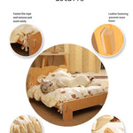 Houten Katten- en Hondenbed – Indoor Pet Bed met Teddybeer-Patroon, Comfortabel & Duurzaam